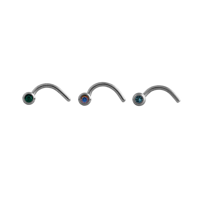 Body Jewellery Nose Screw Ab Crystal/Emerald/Aqua 20G 1MM Stainless Steel Nose Stud