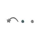 Load image into Gallery viewer, Body Jewellery Nose Screw Star/ Nose Bone Aqua/Crystal 20G 1MM Stainless Steel Nose Stud
