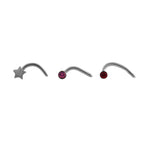 Load image into Gallery viewer, Body Jewellery Nose Screw Star/Rose/Ruby 20G 1MM Stainless Steel Nose Stud
