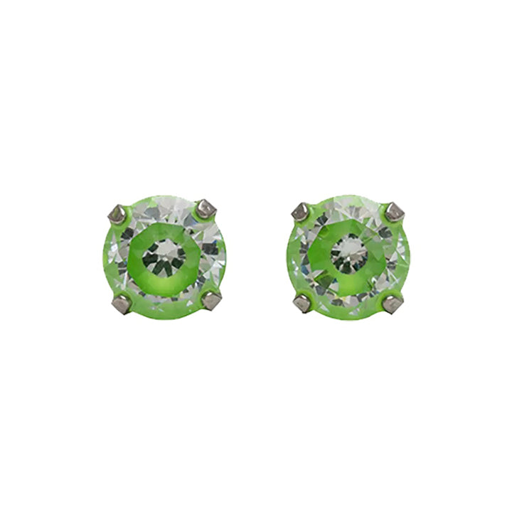 5MM Cubic Zirconia Neon Green Allergy-Free Stainless Steel Ear Studs