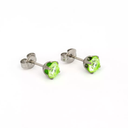5MM Cubic Zirconia Neon Green Allergy-Free Stainless Steel Ear Studs
