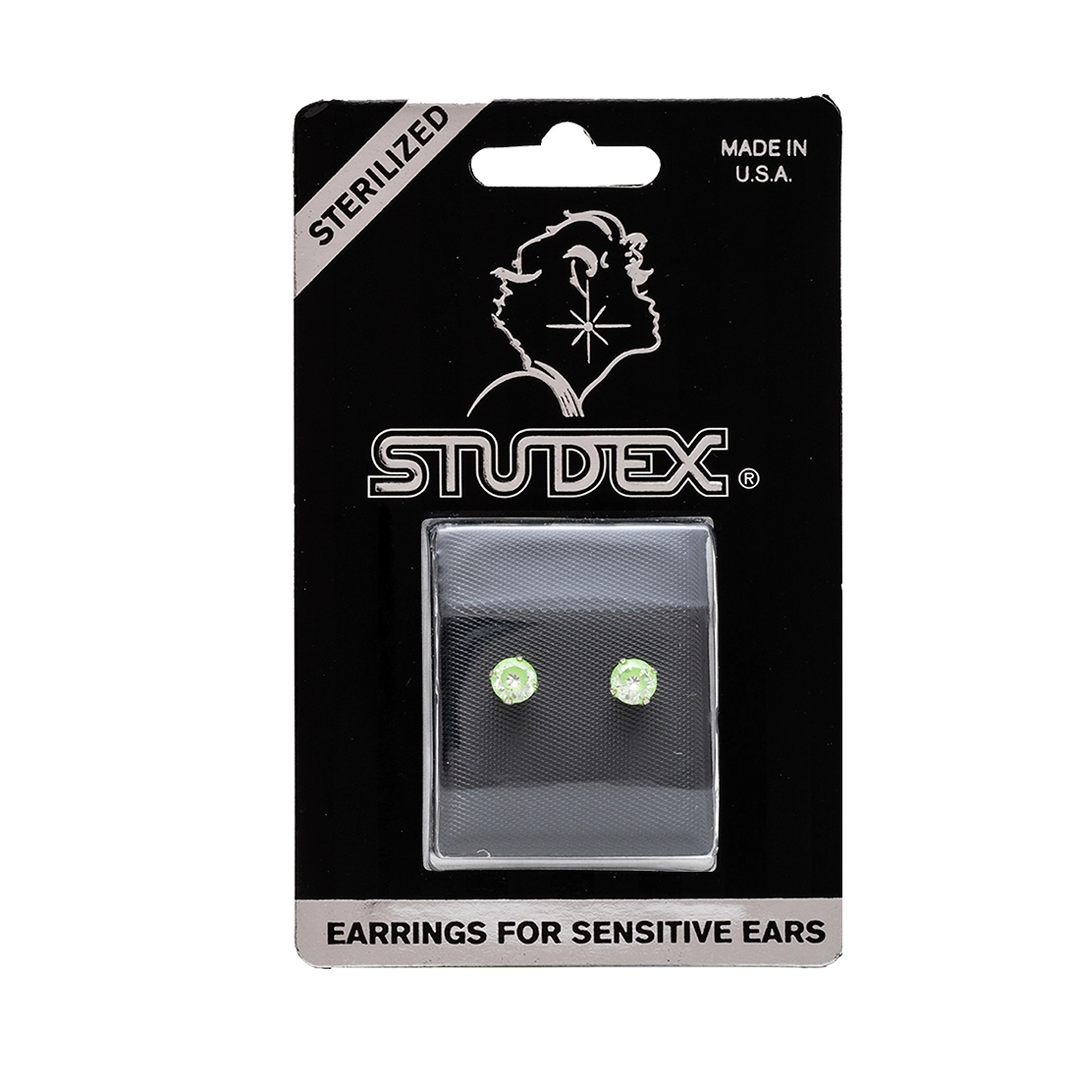 5MM Cubic Zirconia Neon Green Allergy-Free Stainless Steel Ear Studs