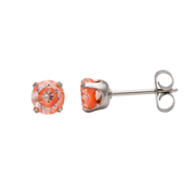 5MM Cubic Zirconia Neon Orange Allergy-Free Stainless Steel Ear Studs