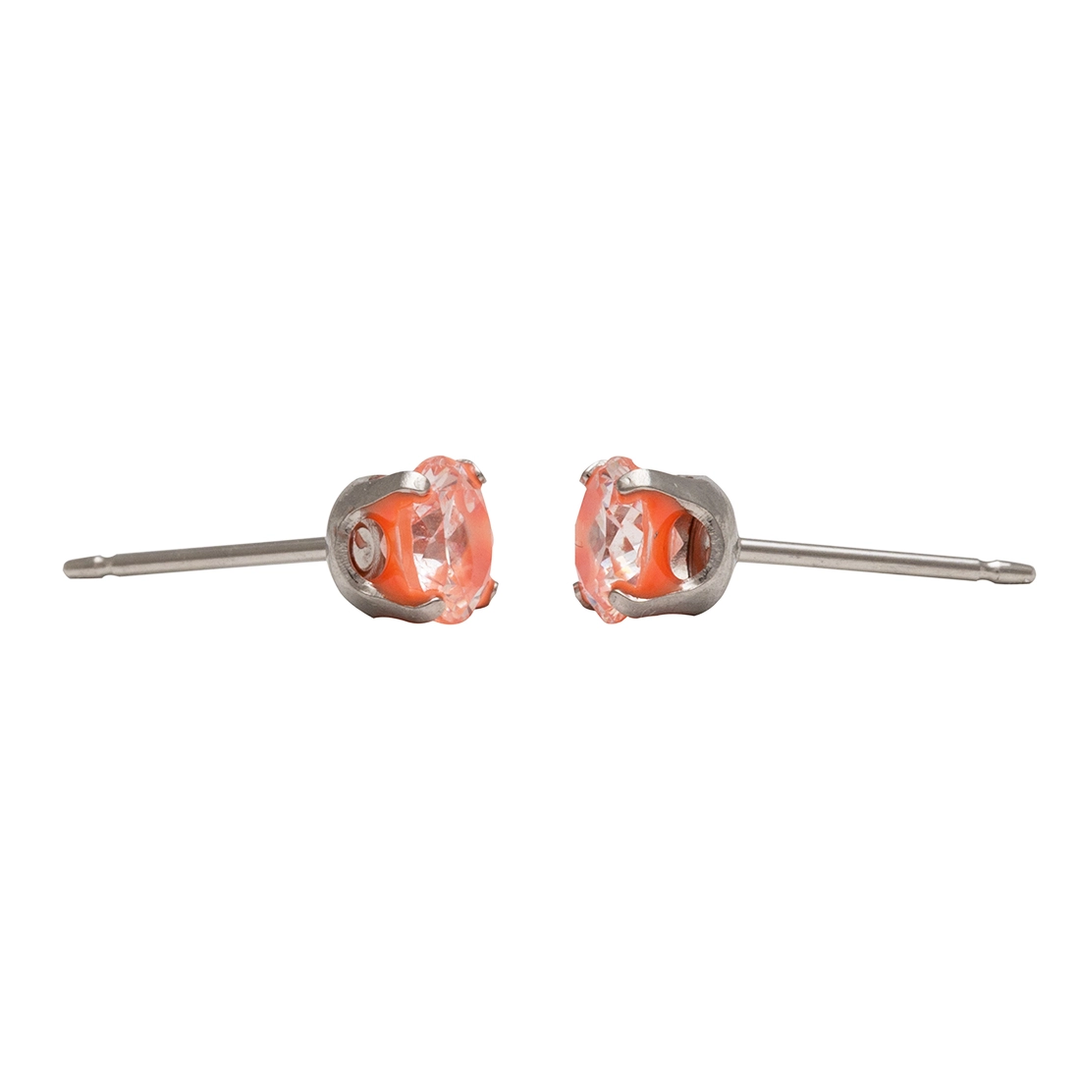 5MM Cubic Zirconia Neon Orange Allergy-Free Stainless Steel Ear Studs