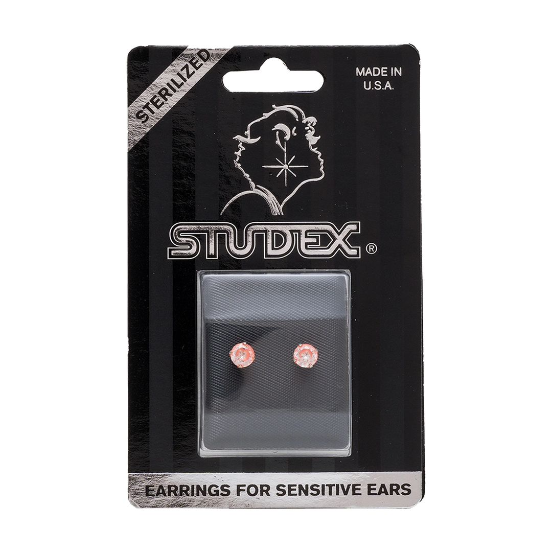 5MM Cubic Zirconia Neon Orange Allergy-Free Stainless Steel Ear Studs