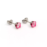 Load image into Gallery viewer, 5MM Cubic Zirconia Neon Hot Pink Allergy-Free Stainless Steel Ear Studs
