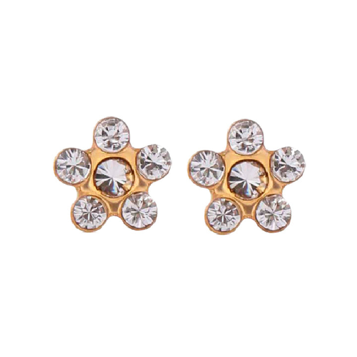 Daisy Apr Crystal 24K Pure Gold Plated Ear Studs