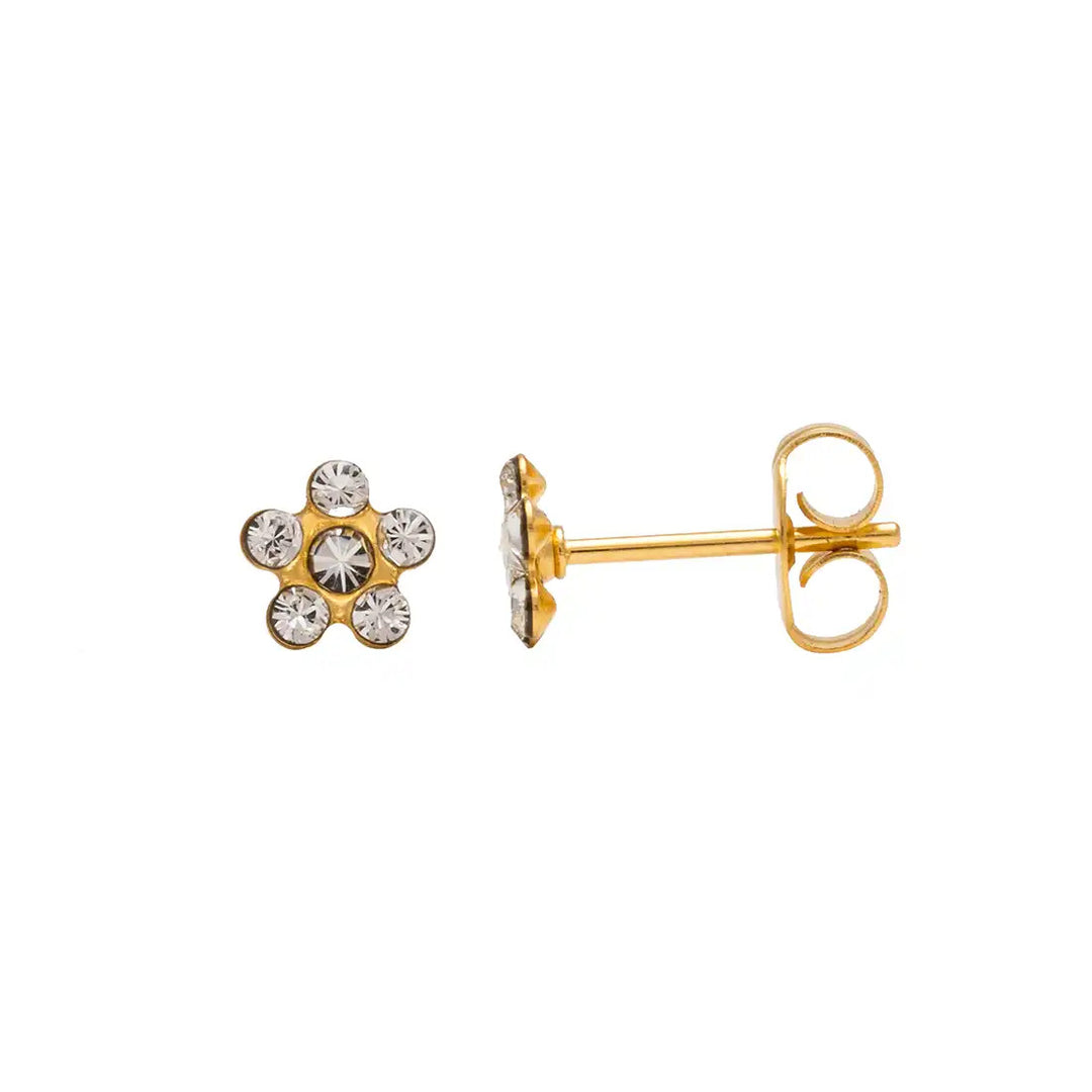 Daisy Apr Crystal 24K Pure Gold Plated Ear Studs