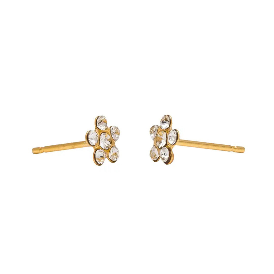 Daisy Apr Crystal 24K Pure Gold Plated Ear Studs