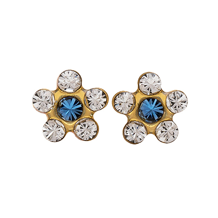 Daisy Apr /Sep Sapphire 24K Pure Gold Plated Ear Studs