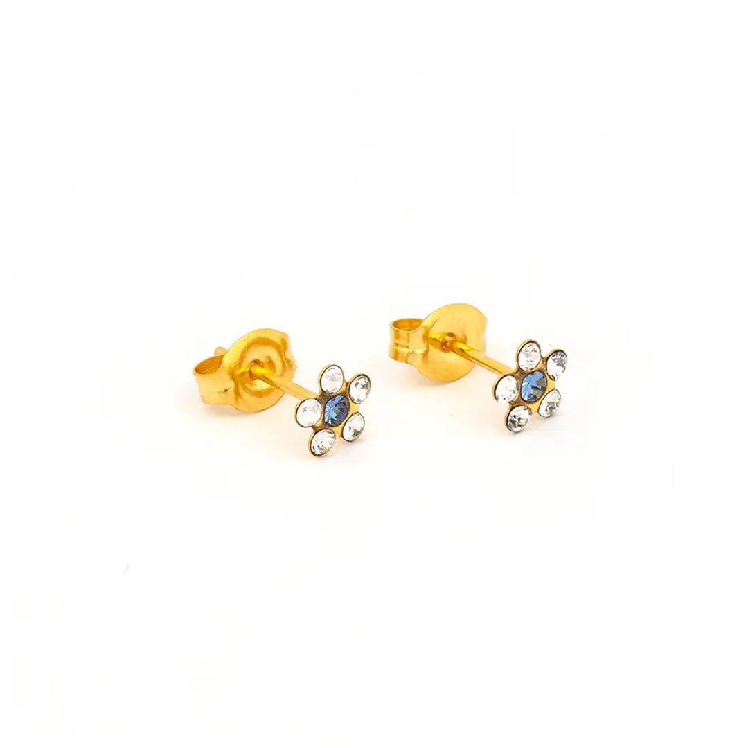 Daisy Apr /Sep Sapphire 24K Pure Gold Plated Ear Studs