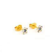Daisy Apr /Sep Sapphire 24K Pure Gold Plated Ear Studs