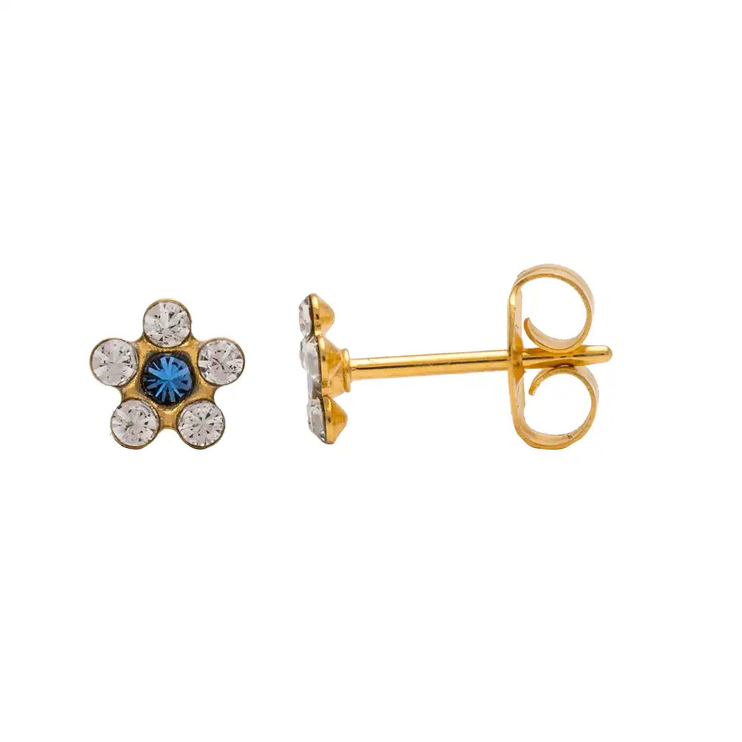 Daisy Apr /Sep Sapphire 24K Pure Gold Plated Ear Studs