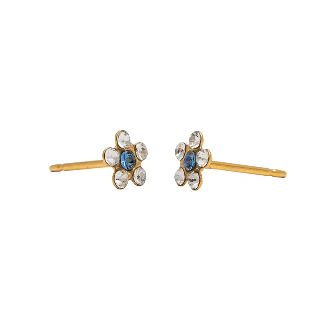 Daisy Apr /Sep Sapphire 24K Pure Gold Plated Ear Studs