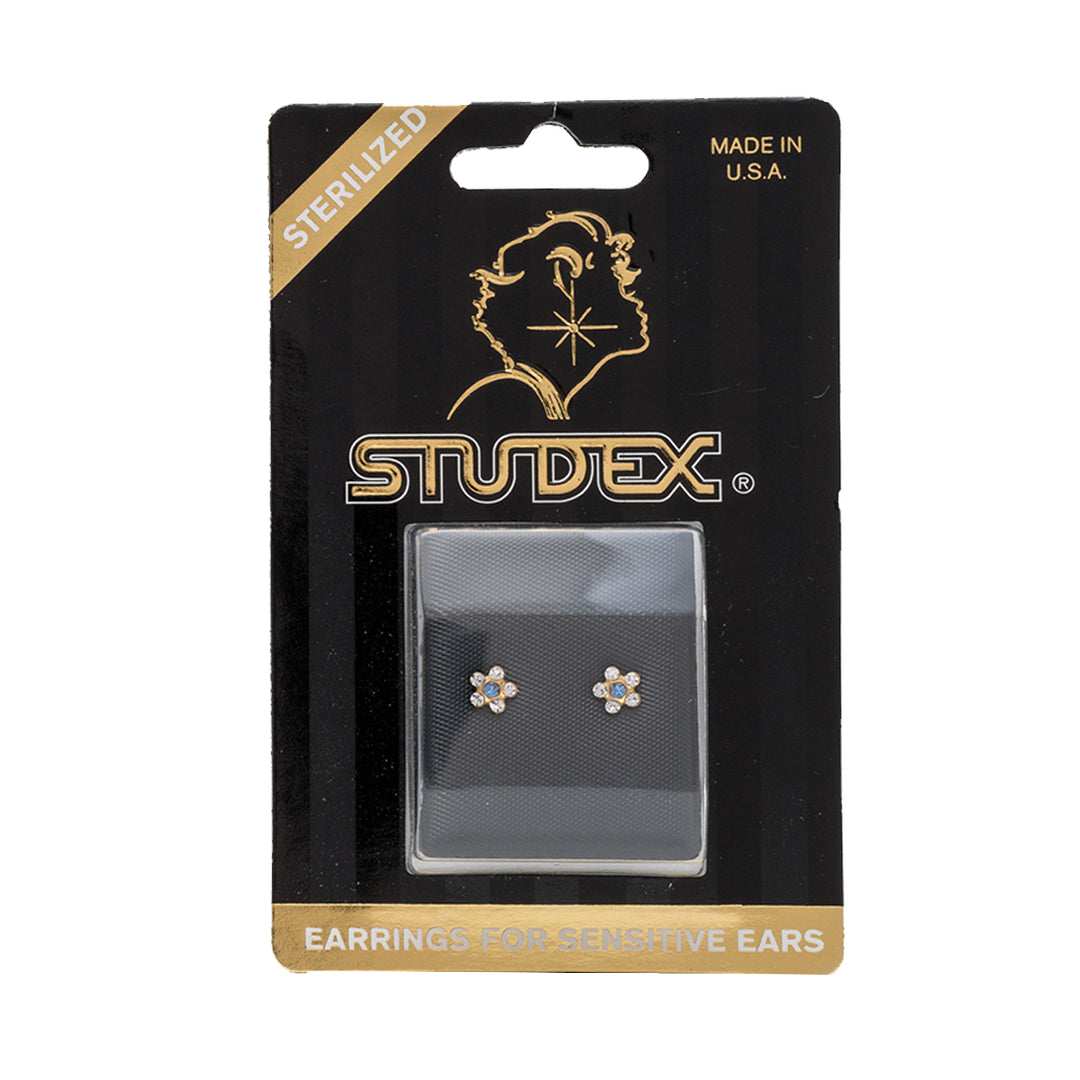 Daisy Apr /Sep Sapphire 24K Pure Gold Plated Ear Studs