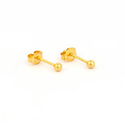 3MM Ball 24K Pure Gold Plated Ear Studs