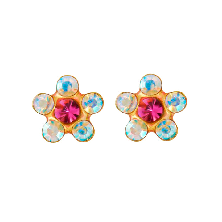 Daisy Ab/Oct Rose 24K Pure Gold Plated Ear Studs