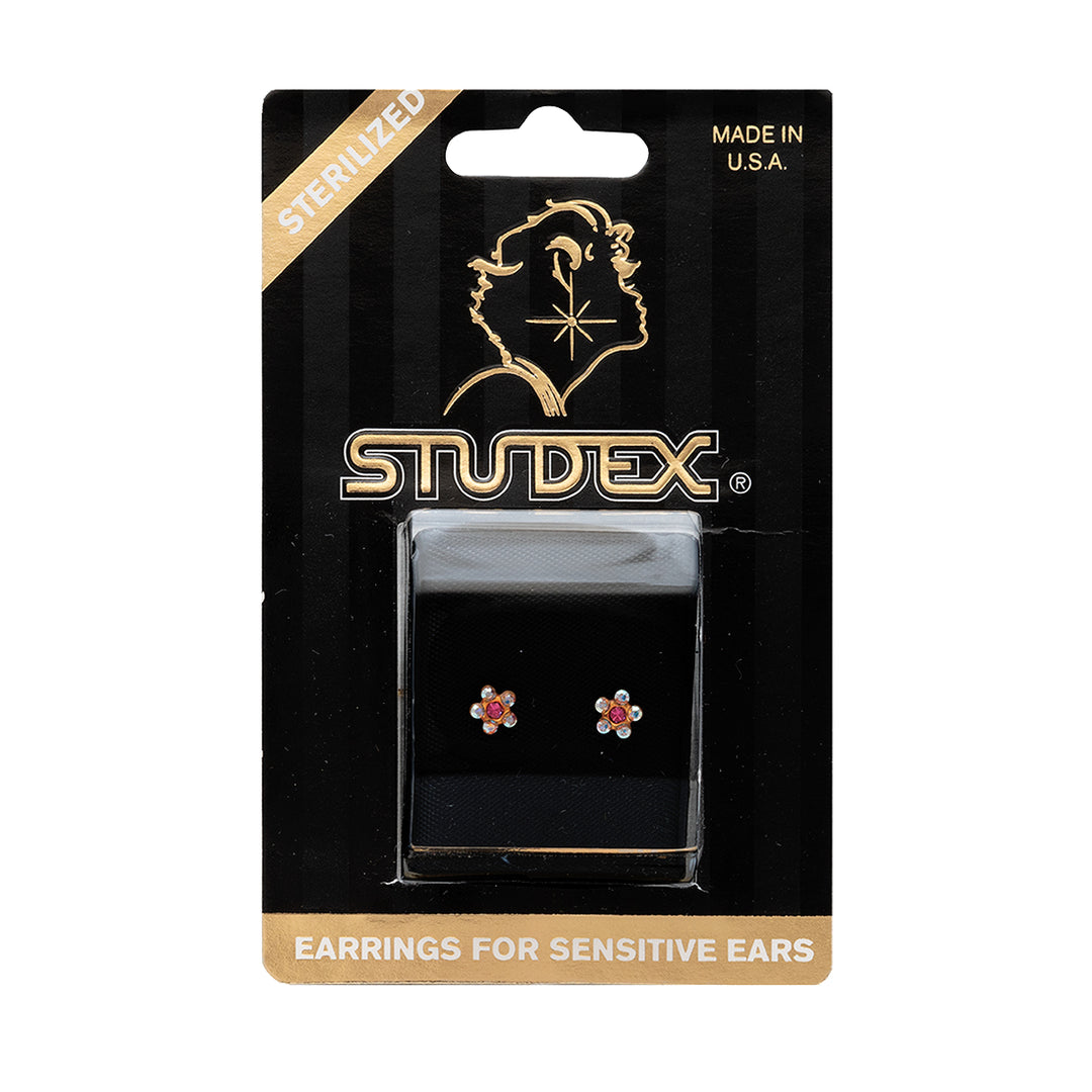 Daisy Ab/Oct Rose 24K Pure Gold Plated Ear Studs