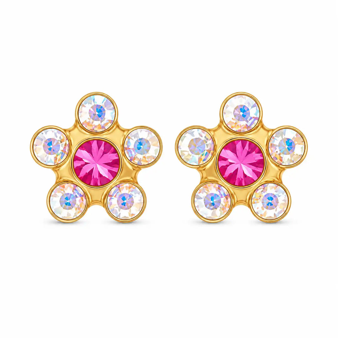 أقراط أذن Daisy Ab/Oct Rose مطلية بالذهب الخالص عيار 24 قيراطًا