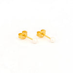 Load image into Gallery viewer, 4MM White Pearl 24K Pure Gold Plated Ear Studs
