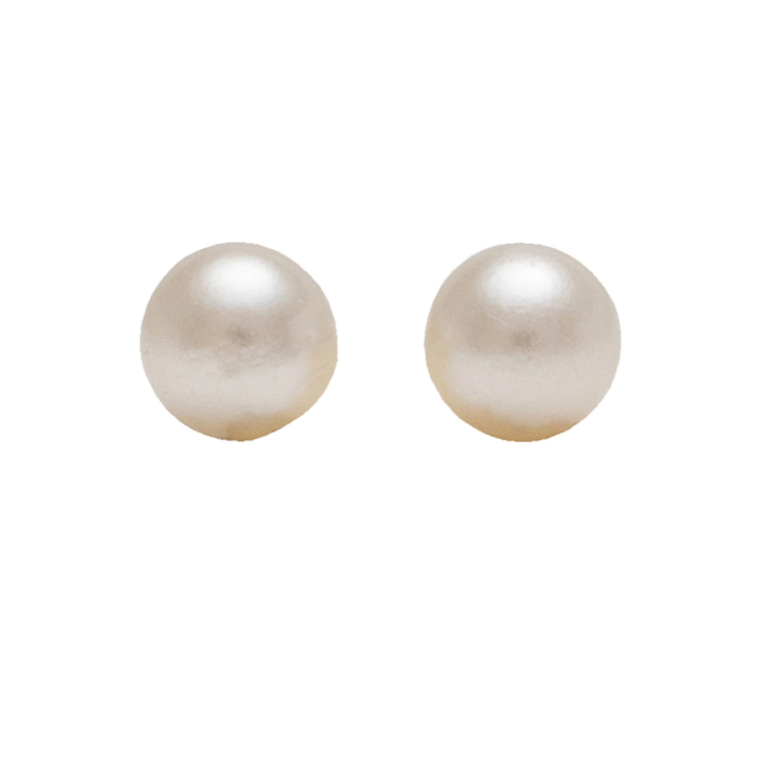 4MM White Pearl 24K Pure Gold Plated Ear Studs