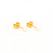 4MM White Pearl 24K Pure Gold Plated Ear Studs