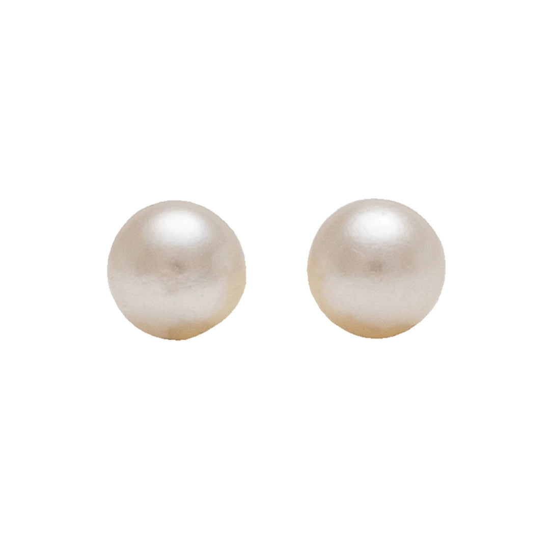 5MM White Pearl 24K Pure Gold Plated Ear Studs