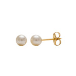 Load image into Gallery viewer, 5MM White Pearl 24K Pure Gold Plated Ear Studs

