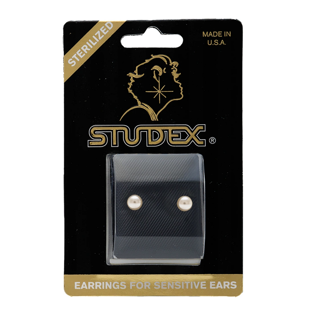 5MM White Pearl 24K Pure Gold Plated Ear Studs