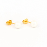 Load image into Gallery viewer, 6MM White Pearl 24K Pure Gold Plated Ear Studs
