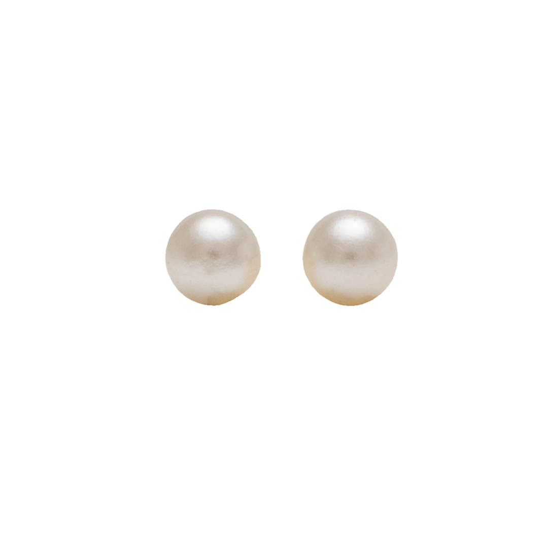 6MM White Pearl 24K Pure Gold Plated Ear Studs