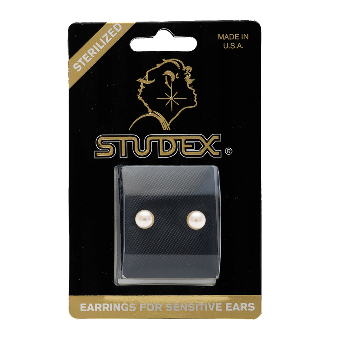 6MM White Pearl 24K Pure Gold Plated Ear Studs