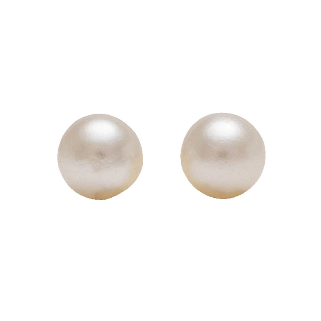 7MM White Pearl 24K Pure Gold Plated Ear Studs