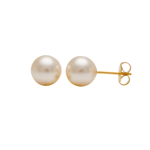 Load image into Gallery viewer, 8MM White Pearl 24K Pure Gold Plated Ear Studs

