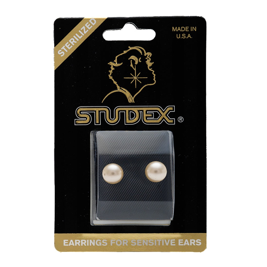 8MM White Pearl 24K Pure Gold Plated Ear Studs
