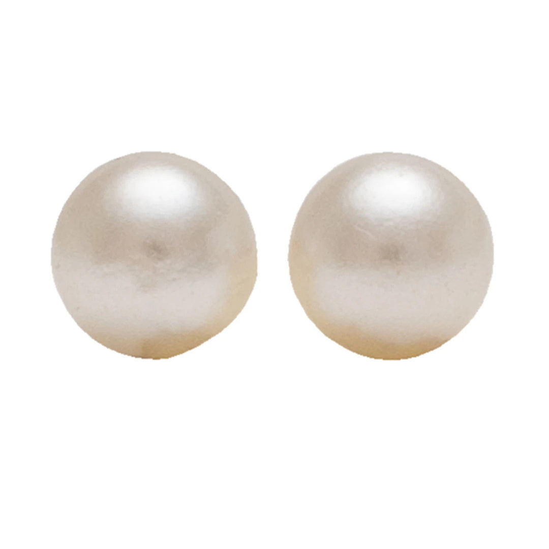10MM White Pearl 24K Pure Gold Plated Ear Studs