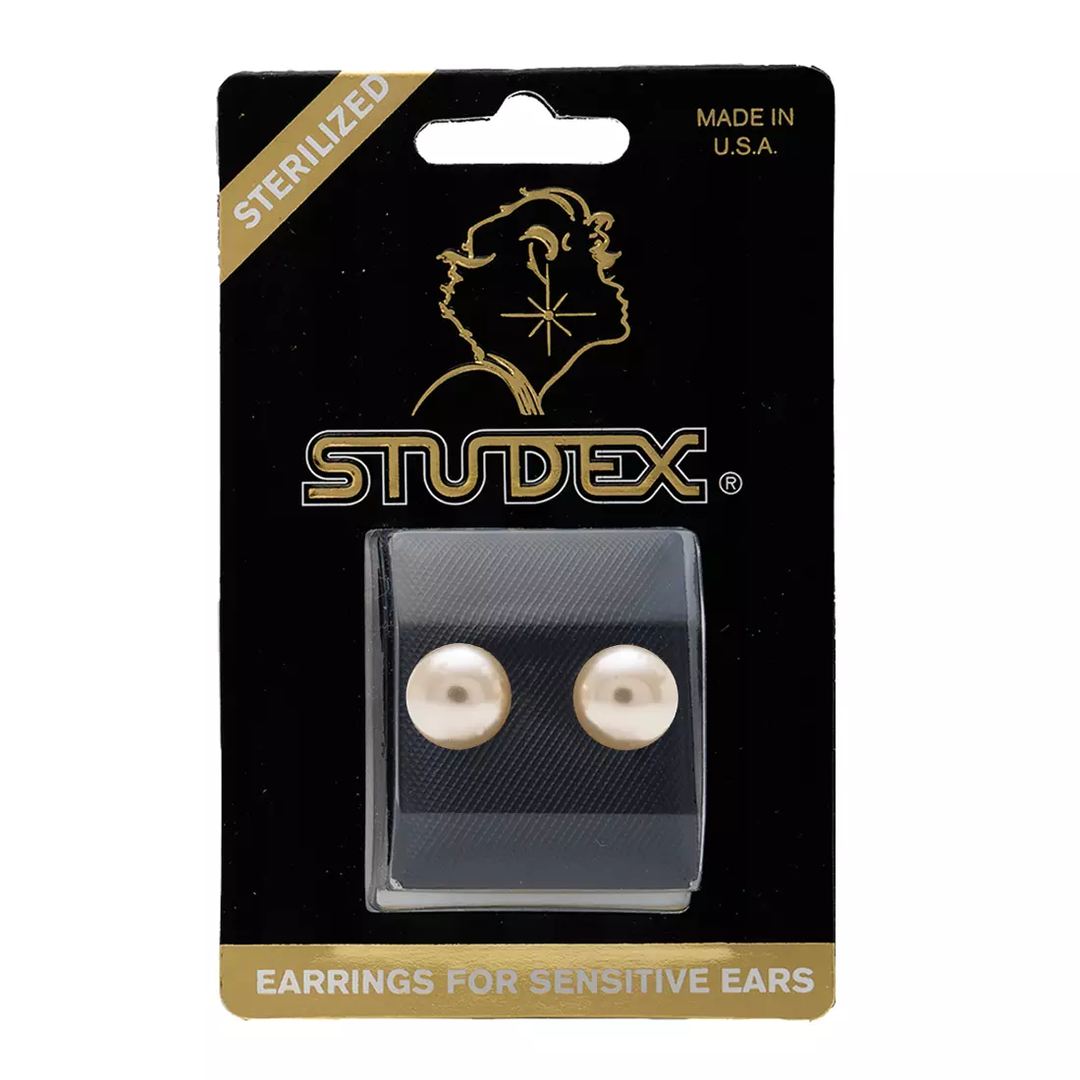 10MM White Pearl 24K Pure Gold Plated Ear Studs