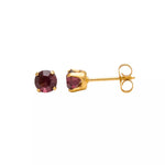 Load image into Gallery viewer, 5MM February Amethyst 24K Pure Gold Plated Ear Studs

