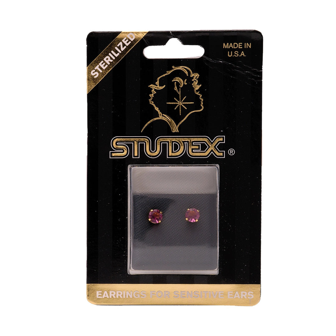 5MM February Amethyst 24K Pure Gold Plated Ear Studs