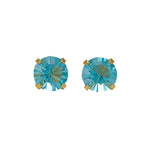 Load image into Gallery viewer, 5MM March - Aquamarine 24K Pure Gold Plated Ear Studs
