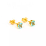 Load image into Gallery viewer, 5MM March - Aquamarine 24K Pure Gold Plated Ear Studs

