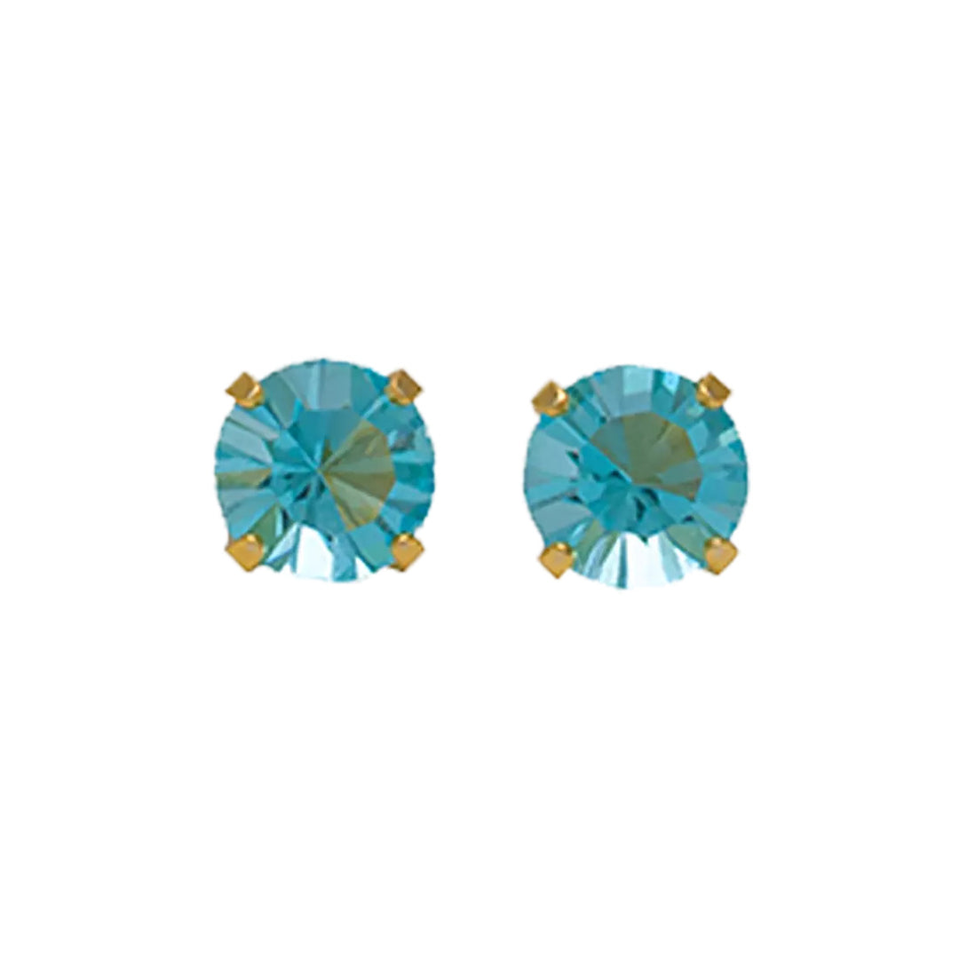 5MM March - Aquamarine 24K Pure Gold Plated Ear Studs