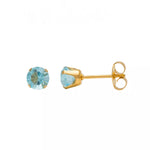 Load image into Gallery viewer, 5MM March - Aquamarine 24K Pure Gold Plated Ear Studs
