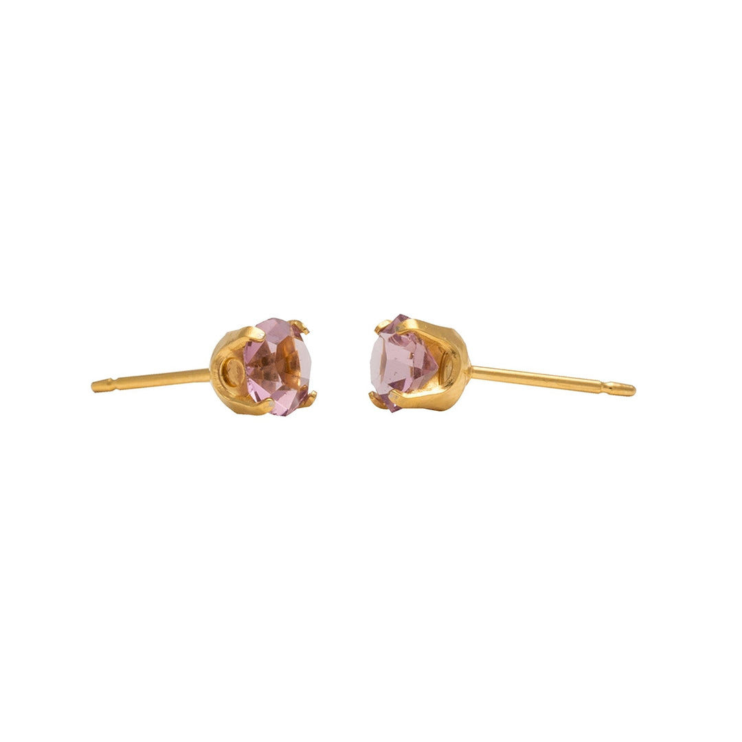 5MM June Alexandrite 24K Pure Gold Plated Ear Studs