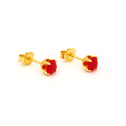 5MM July Ruby 24K Pure Gold Plated Ear Studs
