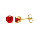 Load image into Gallery viewer, 5MM July Ruby 24K Pure Gold Plated Ear Studs
