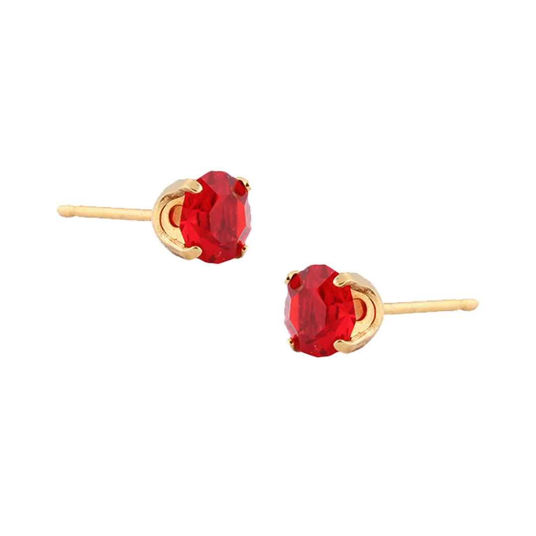 5MM July Ruby 24K Pure Gold Plated Ear Studs