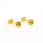 Load image into Gallery viewer, 5MM August Peridot Emerald 24K Pure Gold Plated Ear Studs
