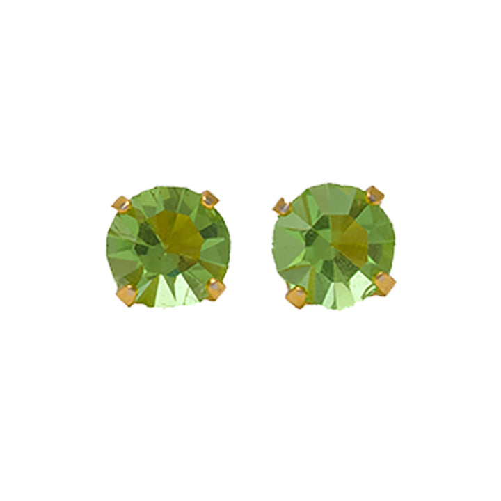 5MM August Peridot Emerald 24K Pure Gold Plated Ear Studs