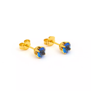5MM September Sapphire 24K Pure Gold Plated Ear Studs